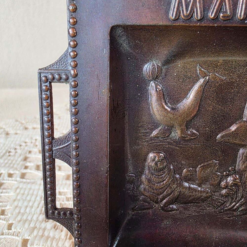 Vintage Marineland Souvenir Ashtray With Raised Sea Life Design Japan 4.5" x 3" - Picture 4 of 5
